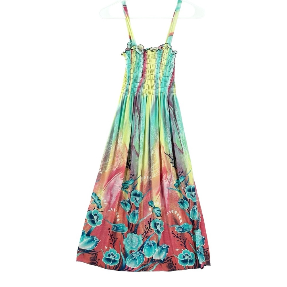 Yepiaopiao Women’s Sleeveless Ruched Top Floral Midi Dress Size L